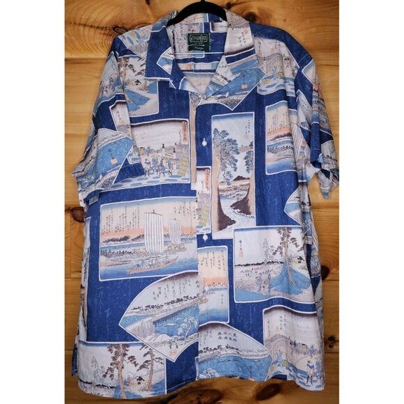 Gitman Bros Vintage Postcard Camp Blue Men Size XXL Made in USA - Picture 13 of 16